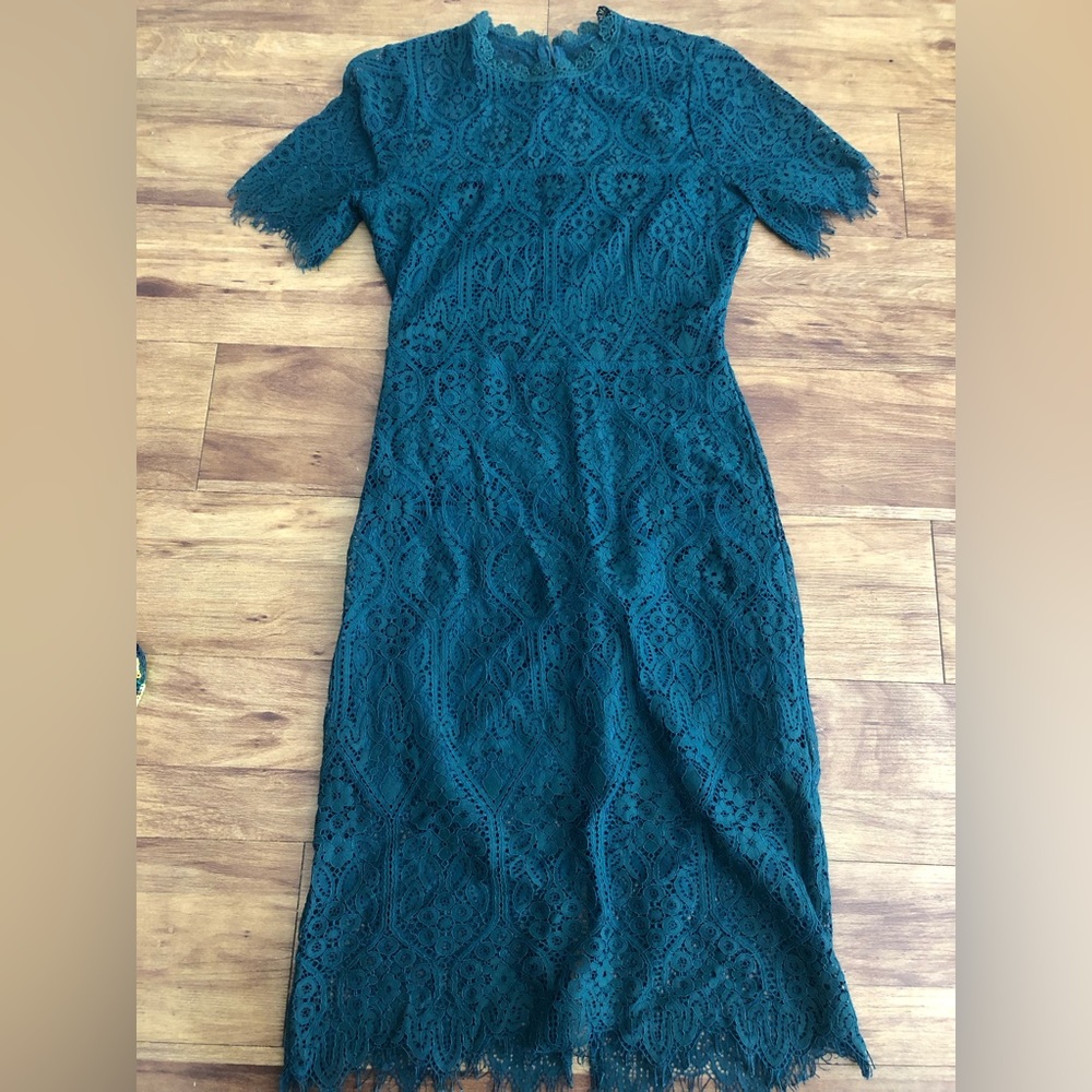 Green Lace Midi Dress